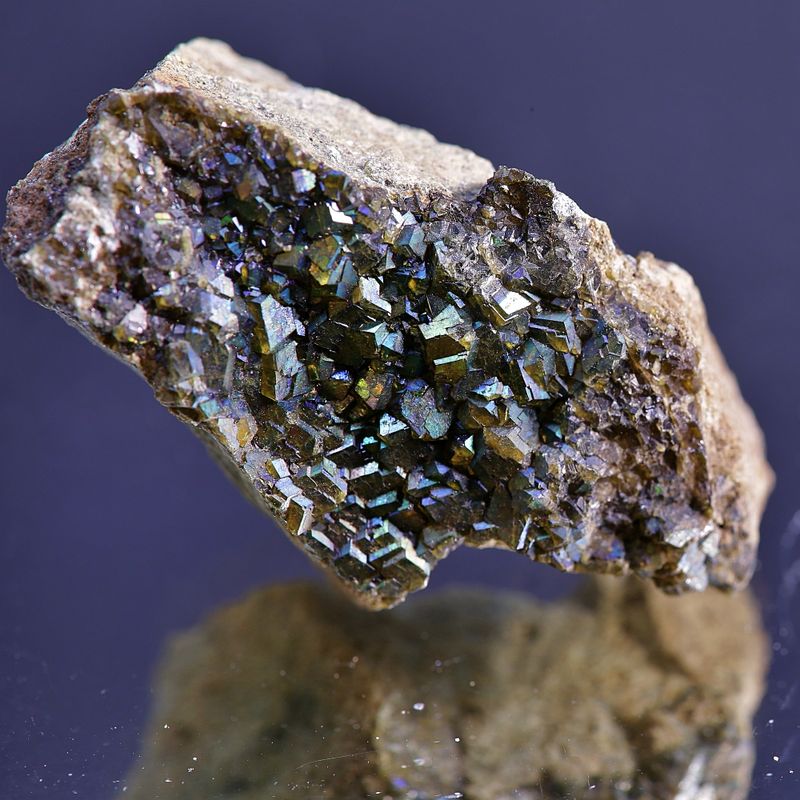 Iridescent Andradite Garnets – “Northern Ligths” Cluster (Landfalltjern, Drammen)